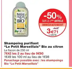 Monoprix LE PETIT MARSEILLAIS Shampoing purifiant Bio au citron offre