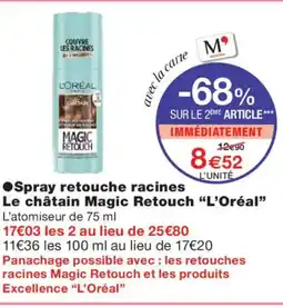 Monoprix L'ORÉAL Spray retouche racines Le châtain Magic Retouch offre