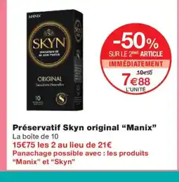 Monoprix MANIX Préservatif Skyn original offre