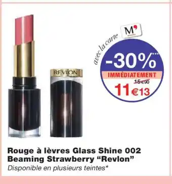 Monoprix REVLON Rouge à lèvres Glass Shine 002 Beaming Strawberry offre