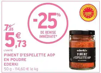 Intermarché PIMENT D'ESPELETTE AOP EN POUDRE EDERKI offre