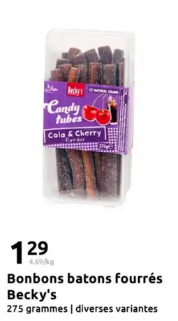 Action Bonbons batons fourrés becky's offre