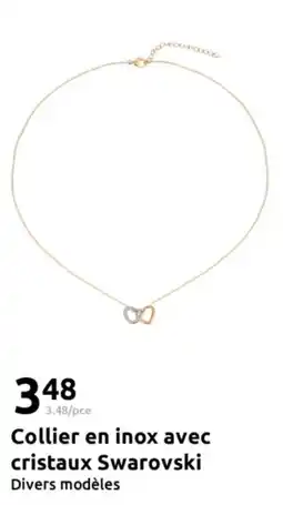 Action Collier en inox avec cristaux swarovski offre