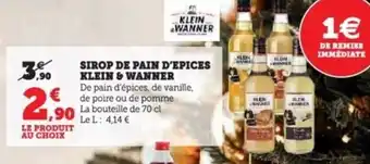 Super U Sirop de pain d'epices klein & wanner offre