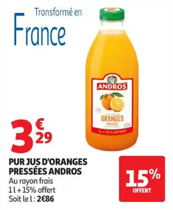 Auchan Supermarché Pur jus d'oranges pressées andros offre