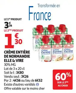Auchan Supermarché Crème entière de normandie elle & vire offre