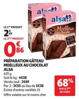 Auchan Supermarché Préparation gâteau moelleux au chocolat alsa offre