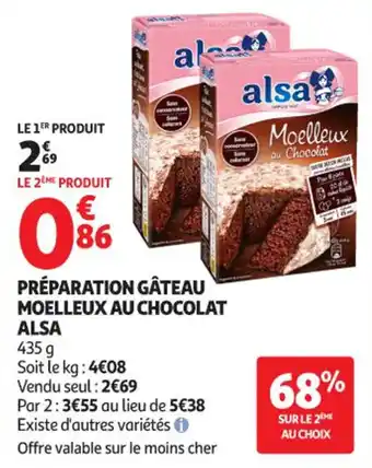 Préparation gâteau moelleux au chocolat alsa