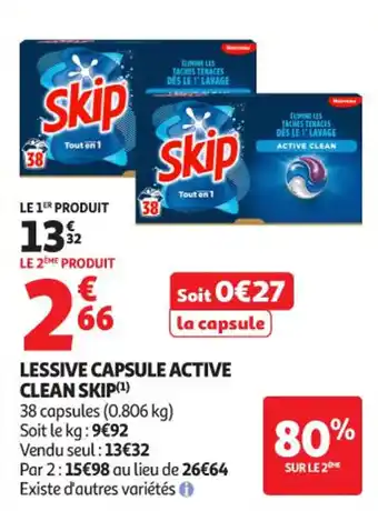 Auchan Supermarché Lessive capsule active clean skip offre