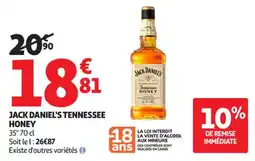 Auchan Supermarché Jack daniel's tennessee honey offre