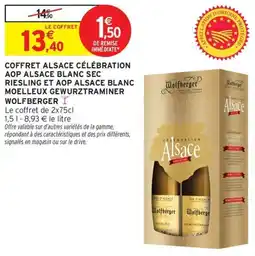 Intermarché Express Coffret alsace célébration aop alsace blanc sec riesling et aop alsace blanc moelleux gewurztraminer wolfberger offre