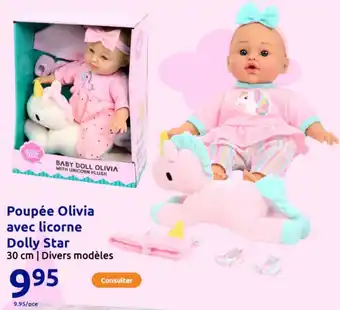 Action Poupée olivia avec licorne dolly star offre