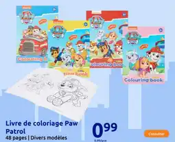 Action Livre de coloriage paw patrol offre