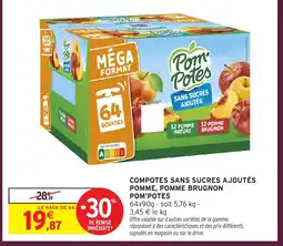 Intermarché POM'POTES Compotes sans sucres ajoutés pomme, pomme brugnon offre