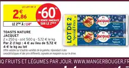 Intermarché JACQUET Toasts nature offre