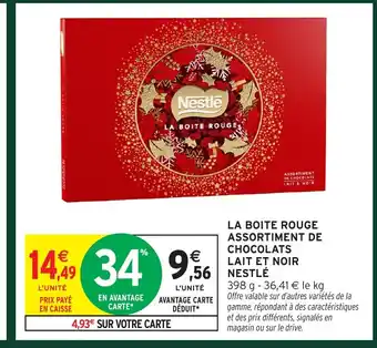 Intermarché La boite rouge assortiment de chocolats lait noir nestle offre