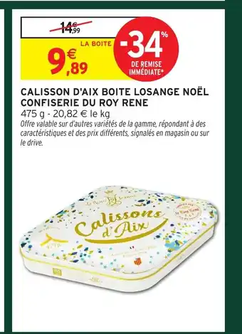 Intermarché Calisson d'aix boite losange noël confiserie du roy rene offre