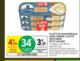 Intermarché PETIT NAVIRE Filets de maquereaux sans arôme ajouté moutarde offre