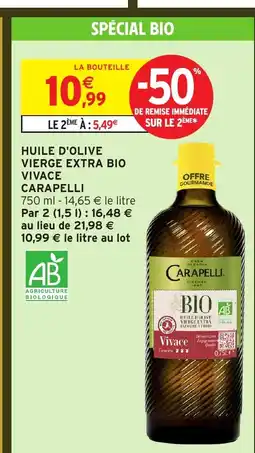 Intermarché CARAPELLI Huile d'olive vierge extra bio vivace offre