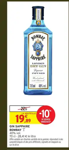 Intermarché SAPPHIRE BOMBAY Gin offre