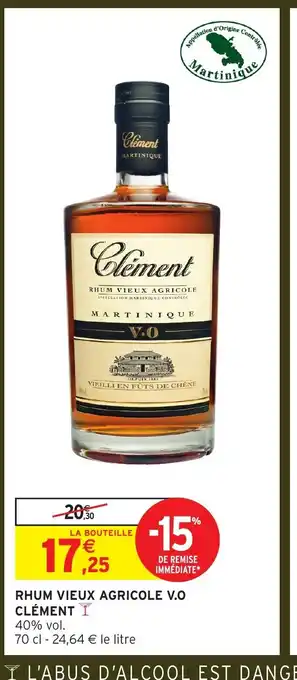 Intermarché CLÉMENT Rhum vieux agricole v.o offre