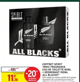 Intermarché Coffret spirit tonic fragrance eau de toilette + déodorant all blacks offre