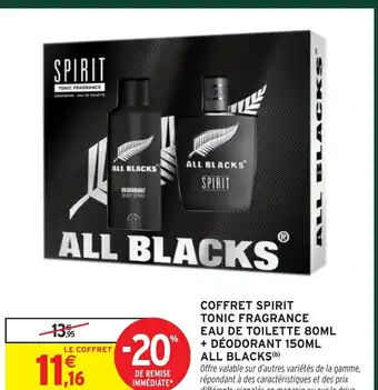 Intermarché Coffret spirit tonic fragrance eau de toilette + déodorant all blacks offre