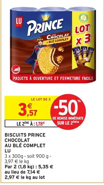 Intermarché LU Biscuits prince chocolat au blé complet offre