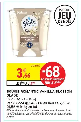 Intermarché GLADE Bougie romantic vanilla blossom offre