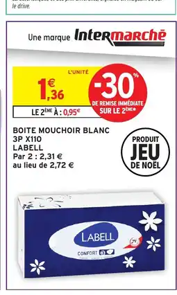 Intermarché LABELL Boite mouchoir blanc 3p x110 offre