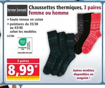 Norma BRUNO BANANI Chaussettes thermiques, 3 paires offre