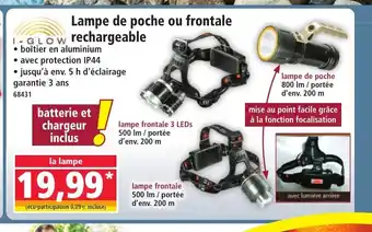 Norma I-GLOW Lampe de poche ou frontale rechargeable offre