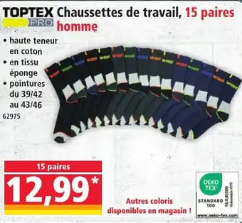 Norma TOPTEX Chaussettes de travail, 15 paires offre