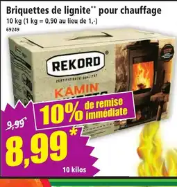 Norma Briquettes de lignite pour chauffage offre
