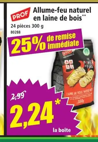 Norma PROF Allume-feu naturel en laine de bois offre