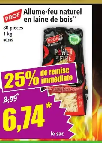 Norma PROF Allume-feu naturel en laine de bois offre