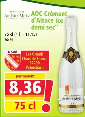 Norma ARTHUR METZ AOC Crémant d'Alsace Ice demi sec offre
