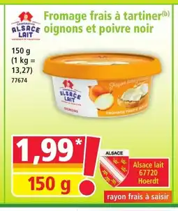 Norma ALSACE LAIT Fromage frais à tartiner oignons et poivre noir offre