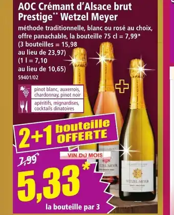 Norma AOC Crémant d'Alsace brut Prestige Wetzel Meyer offre