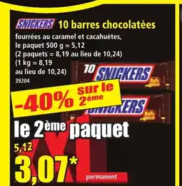 Norma SNICKERS 10 barres chocolatées offre