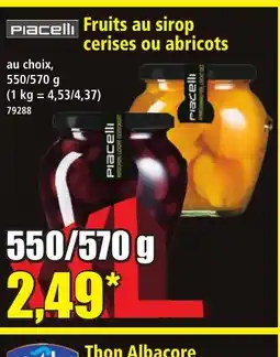 Norma PIACELLI Fruits au sirop cerises ou abricots offre