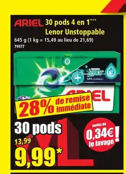 Norma ARIEL 30 pods 4 en 1 Lenor Unstoppable offre