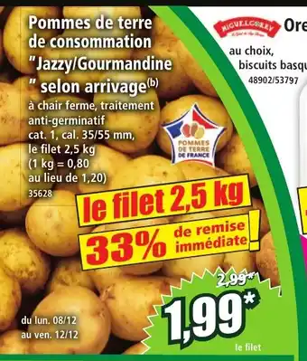 Norma Pommes de terre de consommation Jazzy/Gourmandine selon arrivage offre
