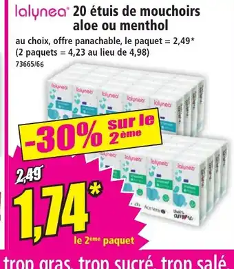 Norma LALYNEA 20 étuis de mouchoirs aloe ou menthol offre