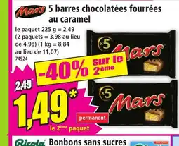 Norma MARS 5 barres chocolatées fourrées offre