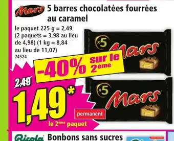 Norma MARS 5 barres chocolatées fourrées offre