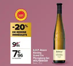 Carrefour WOLFBERGER B A.O.P. Alsace Riesling Grand Cru Pfersigberg Sec offre