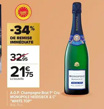 Carrefour MONOPOLE HEIDSIECK & C° WHITE TOP A.O.P. Champagne Brut 1er Cru offre