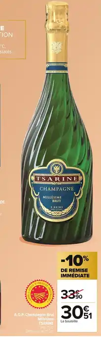 Carrefour TSARINE A.O.P. Champagne Brut Millésimé offre