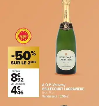 Carrefour BELLECOURT LAGRAVIÈRE A.O.P. Vouvray offre